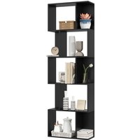HOMCOM Etagère à Livres en Bois à 5 Niveaux Design Moderne en Bois, 60x24x184.5 cm, Noir