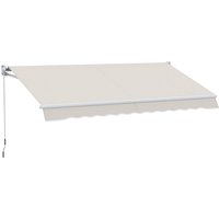 Outsunny Auvent Mural Ouverture Manuelle en Aluminium et Polyester UV50+ pour Extérieur avec Manivelle 200x295 cm Blanc Crème