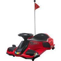 HOMCOM Go Kart Électrique pour Enfants 8-12 Ans Vitesse 3-8 km/h pour Drift avec Lumières et Musique, Rouge