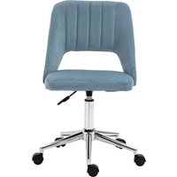 Vinsetto Chaise de Bureau, Hauteur Ajustable Chaise de Bureau sans Accoudoir, Pivotante Chaise de Bureau avec Aspect Velours, Chaise de Maquillage Ergonomique pour Chambre à Coucher, Bureau, Bleu