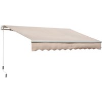 Outsunny Auvent Manuel Rétractable 295x200 cm avec Manivelle en Métal Imperméable et Anti-UV pour Jardin Terrasse Beige