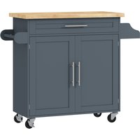 HOMCOM Chariot de Cuisine en Bois avec Tiroir, Porte-Épices et Armoire, 109x40x89 cm, Gris et Couleur Bois