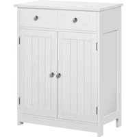 Kleankin kleankin Badezimmermöbel mit 2 Türen, verstellbarem Regal und 2 Schubladen, Badezimmerschrank aus Holz, 60x30x75 cm, Weiß Aosom