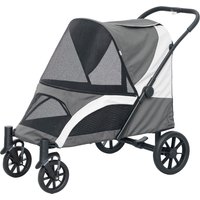 PawHut Poussette pour chiens, Poussette pour chiens pliable pour grands chiens, Chariot pour animaux de compagnie avec 4 roues, Laisses de sécurité, Freins, Gris foncé