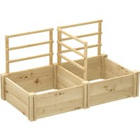 Outsunny Jardinière avec 3 Treillis et 2 Pots en Bois de Sapin avec Fond Ouvert, 119x62.5x64 cm, couleur Bois