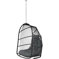 Outsunny Fauteuil suspendu Hängekorb avec Coussin en Rotin Synthétique Balançoire Extérieur Intérieur pliable charge jusqu'à 150kg Gris foncé