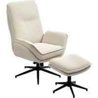 HOMCOM Fauteuil rembourré pivotant avec repose-pieds, Fauteuil inclinable moderne pour salon, chambre à coucher, bureau à domicile, Beige