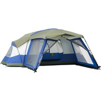 Outsunny Tenda da campeggio 6-8 persone Tenda familiare con vestibolo 2 finestre Tenda a cupola in vetroresina 3000 mm per Trekking Festival Blu 518