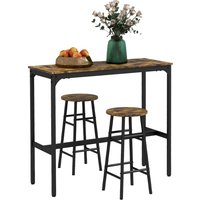 HOMCOM Set da tavolo da bar con 2 sgabelli in stile industriale 2 sgabelli con tavolo, design industriale, 3 pezzi, Marrone + Nero