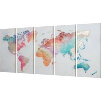 HOMCOM Impression sur Toile 80x40cm 5 Pièces pour Maison et Bureau, Toile en Bois de Pin et Peinture à l'Eau, Multicolore