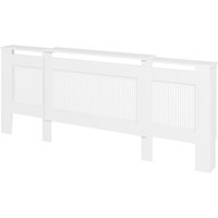 HOMCOM Cache-radiateur, design à lames, longueur ajustable 125-201 cm, MDF, Blanc