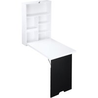 HOMCOM Bureau mural, plateau pliable, 5 compartiments, 60x94,5x147cm, Noir/Blanc