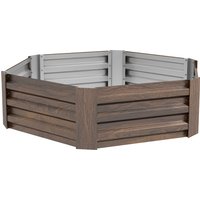 Outsunny Lit surélevé hexagonal en acier galvanisé avec fond ouvert, Marron