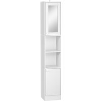 Kleankin Mobile Colonna Bagno Armadio Alto con Ripiano Regolabile - 30 x 28 x 170 cm - Bianco