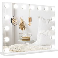 HOMCOM Miroir cosmétique LED, 3 modes d'éclairage, dimmable, contrôle tactile, USB, 58x48cm, Blanc
