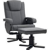 HOMCOM Rocker Swivel Recliner Chair with Footstool - Charcoal Grey Velvet