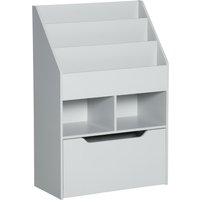 HOMCOM Libreria Etagère Multi-Rangement 3 scaffali 2 nicchie Grande cassetto in legno Grigio