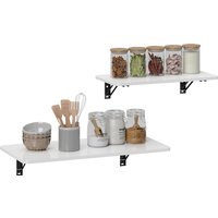 HOMCOM Lot de 2 tavoli pieghevoli murali, tavolo pieghevole murale in legno, per cucina, sala da pranzo, ufficio, bianco lucido