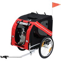 PawHut Rimorchio Bici per Cani Animali 8 Riflettori Bandierina Barra Traino Inclusa Acciaio Poliestere Impermeabile Max. 30 Kg 130L x 73l x 90H cm