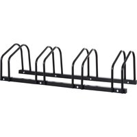 HOMCOM Estacionamento Bicicletas Suporte Aço Resistente Interior Exterior 4 Bicicletas 110x33x27 cm Preto Durável Aosom Portugal