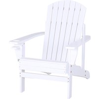 Outsunny Sedia da Giardino Adirondack in Legno Bianco, Con Porta Bicchieri, Impermeabile e Anti-Muffa, 97x72.5x93cm Aosom