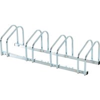 HOMCOM Estacionamento 4 Bicicletas Suporte Aço Estacionar Bicicletas Chão Interior Exterior Resistente 110x33x27 cm Prata Aosom Portugal
