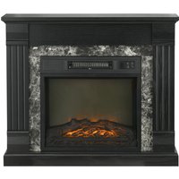 HOMCOM Lareira Elétrica 1800W com Efeito de Chama Realista e Proteção Contra Superaquecimento 80x21,6x67,8 cm Preto Aosom Portugal