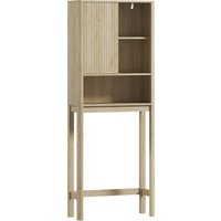 HOMCOM Meuble de rangement au-dessus des toilettes avec porte coulissante, compartiments et étagère réglable, blanc