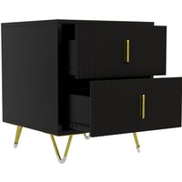 HOMCOM Table de chevet table de nuit avec 2 tiroirs style art déco - 40 x 40 x 47 cm - métal doré et noir