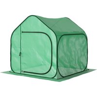 Outsunny Mini serre pop-up petite serre légumes plante fleurs avec porte à fermeture éclair en PE 150 x 148 x 148 cm vert
