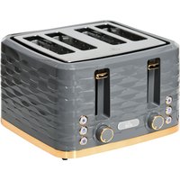 HOMCOM 4 Slice Toaster with 7 Browning Levels, High Lift, Reheat/Defrost/Cancel, Removable Crumb Tray, Auto Off, 1600W, Grey