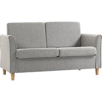 HOMCOM Compact Loveseat Sofa, Modern 2 Seater Sofa for Living Room with Wood Legs and Armrests, Cat Scratch Anti, Light Grey Aosom UK