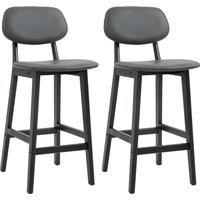 HOMCOM Bar Stools Set of 2, Modern Breakfast Bar Chairs, Faux Leather Upholstered Counter Bar Stools with Backs and Wood Legs, Dark Grey Aosom UK