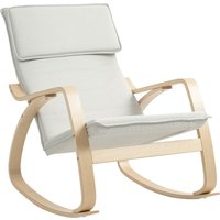 HOMCOM Comfortable Relax Rocking Chair, Upholstered Lounge Chair Recliner with High Back and Headrest for Living Room, Bedroom, Cream White | Aosom Ireland