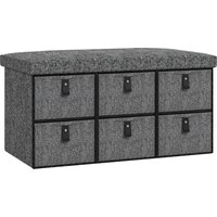 HOMCOM Six-Drawer Shoe Storage Bench, with Padded Top Seat - Dark Grey