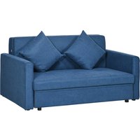 2 Seater Sofa Bed Convertible Bed Settee Modern Fabric Loveseat Sofa Couch w Cushions Hidden Storage Guest Room Dark Blue