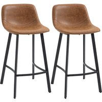 HOMCM Kitchen Stools Set of 2, 97cm Sitting Height with Integrated stable structure Leather Bar Stools Suitable for Retro Home Decor, Brown