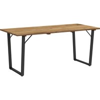 Garden Table 6 175 x 80 cm Large Rectangle Outdoor Dining Table 5cm Parasol Hole Slatted Top Weather Resistant Fir Wood Patio Table Balcony Terrace