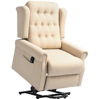 HOMCOM Power Lift Recliner Chair, Wingback Button Tufted Electric Lift Chair for Elderly, Fabric Riser and Reclining Armchair, Beige | Aosom Ireland