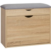 HOMCOM Shoe Bench with Cushion for 4 Pair of Shoes, Storage Bench with Padded Seat, Flip-up Cabinet and Hidden Space for Entryway, Natural Aosom UK