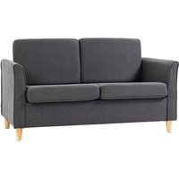 HOMCOM Compact Loveseat Sofa, Modern 2 Seater Sofa for Living Room with Wood Legs and Armrests, Cat Scratch Anti, Dark Grey Aosom UK