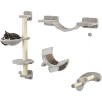 PawHut 4-Piece Cat Wall Furniture, Grey Aosom UK