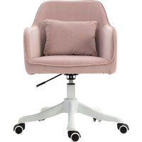 Vinsetto Velvet Massage Office Chair, Makeup Vanity Chair, Rechargeable Electric Vibration Massage Lumbar Pillow, Rolling Wheels, Pink Aosom UK