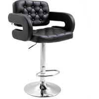 HOMCOM Bar Stool, PU Leather Swivel Chair with Adjustable Height, Back, Armrest and Footrest, 64 x 50 x 114 cm, Black | Aosom Ireland