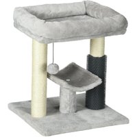 PawHut Kitty Climber: 48cm Cat Tree with Self-Groomer, Scratching Post & Dangling Ball, Grey Aosom UK