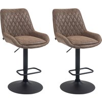 HOMCOM Retro Bar Stools Adjustable High Back Faux Leather Set of Two 360° Swivel Bar Stools for Kitchen Bar Pub, Brown Aosom UK