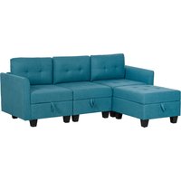 HOMCOM 'L' Shape Modular Sofa, with Storage - Light Blue