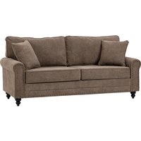 Read more about Homcom 2 Seater Sofas For Living Room- Fabric Sofa With Nailhead Trim- Loveseat With Cushions And Throw Pillows- Brown