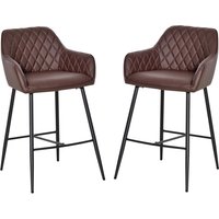 Set 2 Bar Chair Backs Retro PU Leather Bar Stools w Footrest Metal Frame Comfort Support Stylish Dining Seating Aosom UK