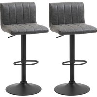 Set 2 Adjustable Height Bar Chairs w Footrest Bar Stools Set 2 Home Dining Areas PU Leather Counter Bar Stool Aosom UK